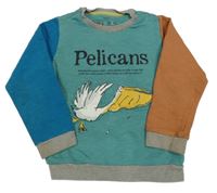 Zeleno-modro-oranžová mikina s pelikánem M&S