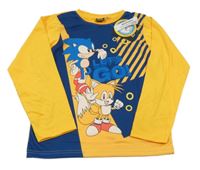 Nové - žluto-tmavomodré triko se Sonicem 