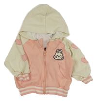 Smetnaovo-růžová mikina s králíkem a kapucí 