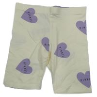 Smetnaové kraťasy s fialovými srdíčky Disney