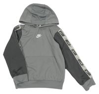 Šedá sportovní mikina s logem a kapucí Nike