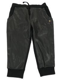 Černé koženkové/teplákové kalhoty River Island