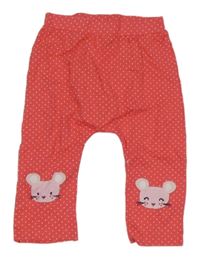 Růžové puntíkaté lehké tepláky s myškami St. Bernard