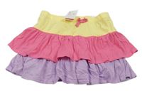 Nové - žluto-růžovo-fialová vrstvená sukně s všitými kraťasy 