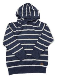 Tmavomodro-bílý pruhovaný lehký svetr s kapucí H&M