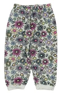 Smetanové květované plyšové domácí kalhoty Primark