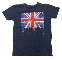 Tmavomodré tričko s britskou vlajkou Next