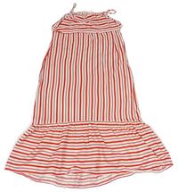 Smetanovo-červené pruhované lehké šaty zn. H&M