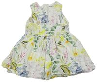 Smetanové květované plátěné šaty Nutmeg