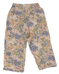 Růžové květované lehké kalhoty Next