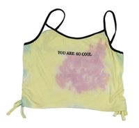 Žluto-barevný žebrovaný crop top s nápisem River Island
