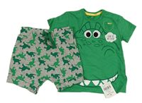2set - Zelené tričko + šedo-zelené kraťasy s diny - Rex - Příběh hraček Disney