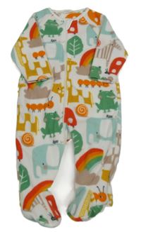 Bílo barevný fleecový overal se zvířátky Next