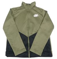 Khaki-černá propínací thermo mikina s logem Nike