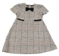 Růžovo-bílo-černé vzorované šaty s mašlí Matalan