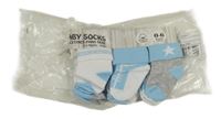 Nové - 6set - 6x bílo-světlemodro-šedé ponožky 