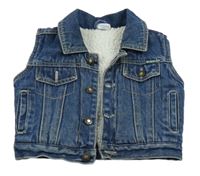 Tmavomodrá riflová zateplená vesta 