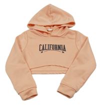 Růžová crop mikina s nápisem a kapucí Shein