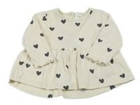 Smetanovo-antracitová žebrovaná tunika se srdíčky Next