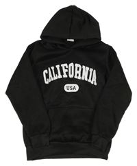 Černá mikina s nápisem a kapucí