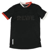 Černo-bílo-červené sportovní tričko s nápisem 