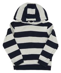 Tmavomodro-bílá pruhovaná mikina s kapucí M&S