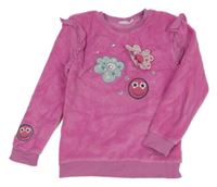 Fialová plyšová mikina s květy Kids