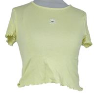 Dámské žluté crop tričko s kytičkou H&M