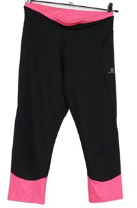 Dámské černo-neonově růžové sportovní capri legíny Domyos 