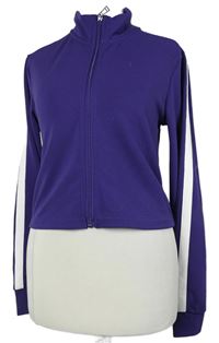 Dámská fialová sportovní crop propínací mikina s pruhy Primark 