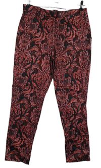 Dámské červeno-černé vzorované chino kalhoty H&M