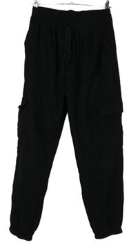 Dámské černé manšestrové cargo kalhoty s kapsami Shein 