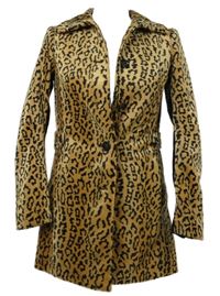 Dámský béžovo-černý vzorovaný sametový kabát H&M vel. 32