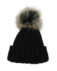 Dámská černá pletená čepice s bambulí 