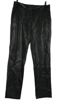 Dámské černé koženkové široké kalhoty Primark