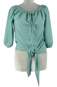 Dámská mátová crop halenka s uzlem 