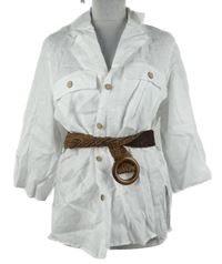 Dámská bílá lněná halenka s páskem Zara 