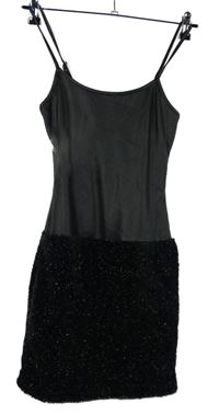 Dámské černé šaty s kožešinovou sukní Shein 