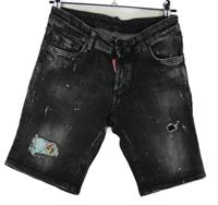 Pánské černé riflové kraťasy s prošoupáním DSQUARED2