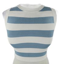 Dámský modro-bílý pruhovaný crop pletený top Zara 