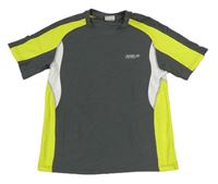 Šedo-bílo-neonově zelené sportovní tričko s nápisem Pocopiano