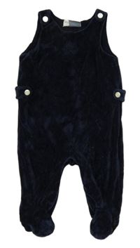 Tmavomodré sametové dupačky s výšivkou Ralph Lauren