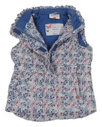 Bílá květinová šusťáková zateplená vesta Topolino