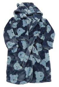 Tmavomodrý chlupatý župan s medvědy a kapucí George