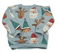 Modrá mikina s vánočními obrázky TU