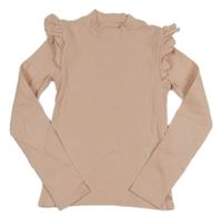 Světlerůžové žebrované triko s volánkem WE