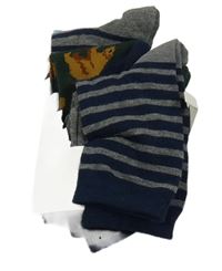 Nové - 4x ponožky šedé+ pruhované+ kahki s medvědy Primark
