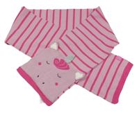 Růžová pruhovaná šála s jednorožcem Joules