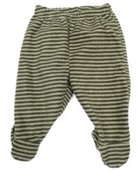 Khaki-béžové pruhované fleecové polodupky Ergee