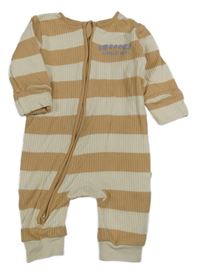 Béžovo-bílý pruhovaný žebrovaný overal s nápisem Next